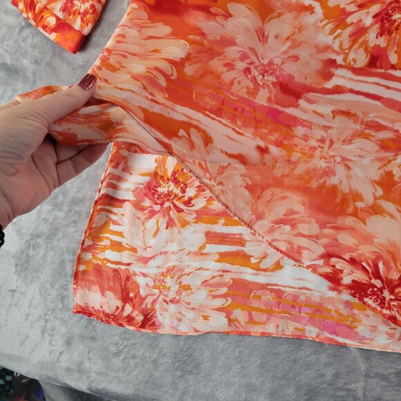 Zac&Rachel‎ Womens Tunic Top S Orange Floral Print 3/4 Sleeve Resortwear Layered - Picture 3 of 11
